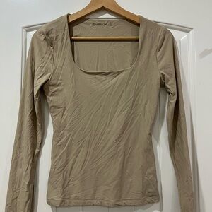 Abercrombie & Fitch Long Sleeve Tan Top